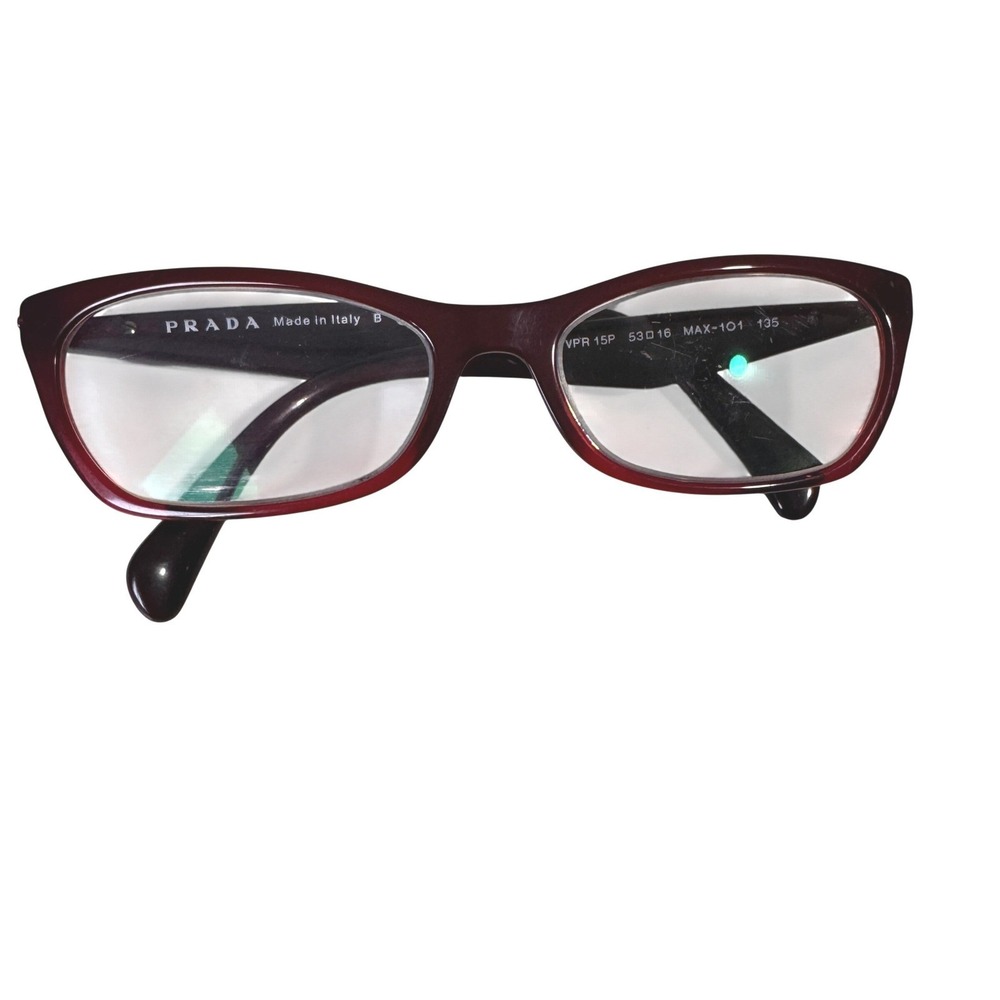 Prada VPR 15P Burgundy Acetate‎ Rectangular Eyeglasses Frames 53-16-135 Italy
